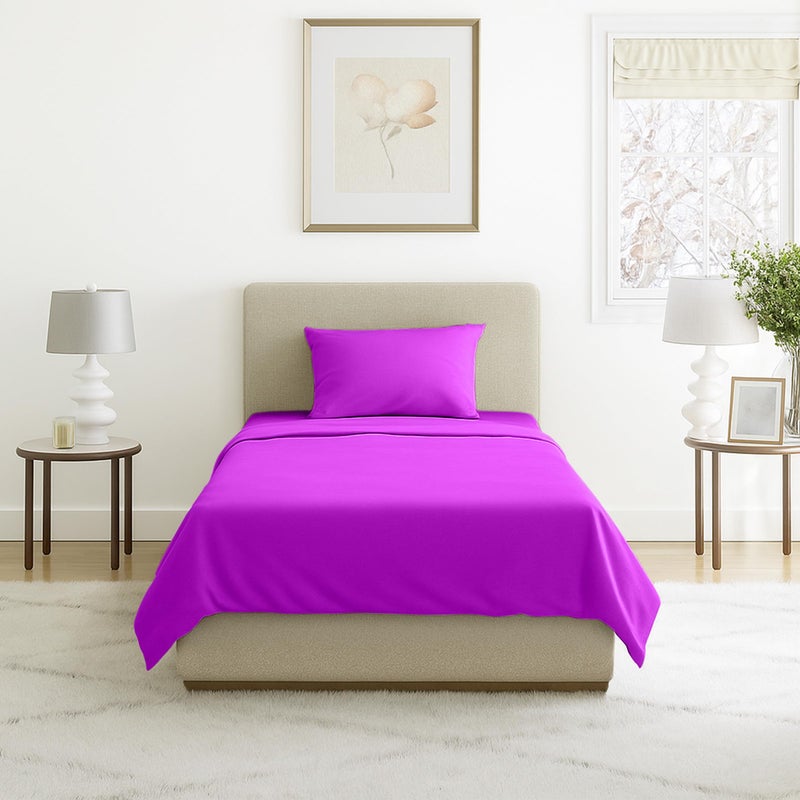 Lavish Home 3-Piece Brushed Microfiber Twin Sheet Set - Bedding with Wrinkle and Stain-Resistant Fitted and Flat Sheets Plus Pillowcase (Purple) - Image 1